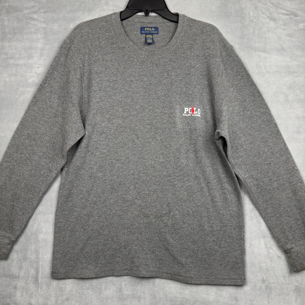 Polo Ralph Lauren Men's Gray Thermal Long Sleeve Sleepwear Shirt XL